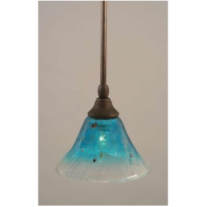 Toltec Lighting Stem Mini Pendant Bronze 7' Teal Crystal Glass 23-Brz-458 - All