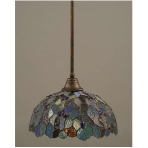 Toltec Lighting Stem Pendant Bronze 16' BlueMosaic Tiffany Glass 26-Brz-995 - All