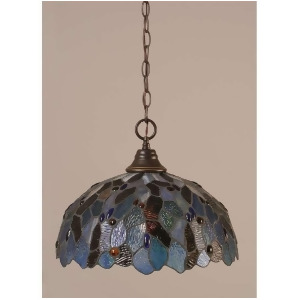 Toltec Lighting Chain Hung Pendant 16' BlueMosaic Tiffany Glass 10-Dg-995 - All