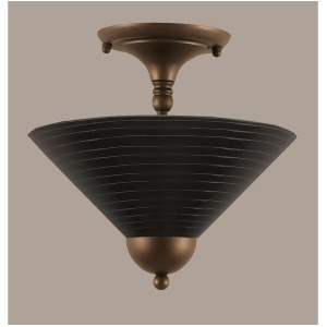 Toltec Lighting Semi-Flush 2 Bulbs 12' Charcoal Spiral Glass 120-Brz-442 - All