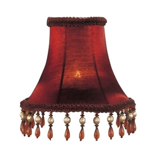 Livex Lighting Chandelier Shade Red Silk Bell Clip Shade Amber Beads S158 - All