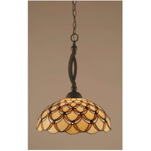 Toltec Lighting Bow Pendant Honey Brown Scallop Tiffany Glass 271-Brz-993 - All