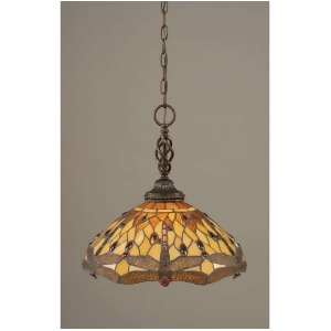 Toltec Lighting Elegante Pendant 16' Amber Dragonfly Tiffany Glass 82-Dg-946 - All