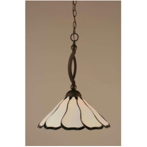 Toltec Lighting Bow Pendant 16' Pearl Black Flair Tiffany Glass 271-Brz-912 - All