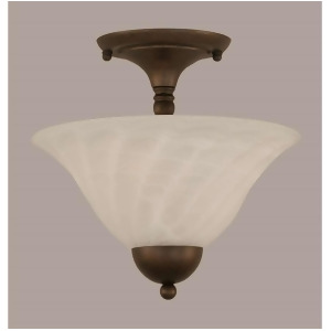 Toltec Lighting Semi-Flush 2 Bulbs White Alabaster Swirl Glass 120-Brz-5721 - All