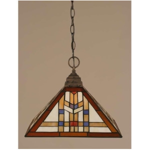 Toltec Lighting Chain Hung Pendant 14' Navajo Tiffany Glass 12-Brz-983 - All