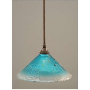 Toltec Lighting Stem Mini Pendant Bronze 12' Teal Crystal Glass 23-Brz-448 - All