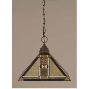 Toltec Lighting Chain Hung Pendant 14' Santa Cruz Tiffany Glass 12-Brz-986 - All