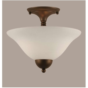 Toltec Lighting Semi-Flush 2 Bulbs Bronze 12' White Linen Glass 120-Brz-614 - All