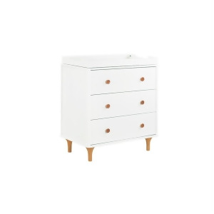 Babyletto Lolly 3 Drawer Dresser-Changer w/ Changing Tray White/Natural M9023wn - All