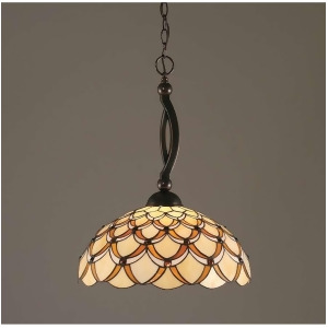Toltec Lighting Bow Pendant 16' Honey Brown Scallop 271-Bc-993 - All