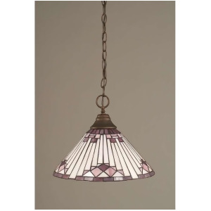 Toltec Lighting Chain Hung Pendant 15' Purple Sunray Tiffany Glass 10-Brz-938 - All
