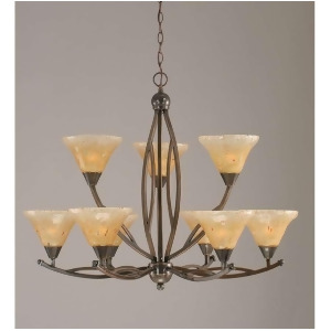 Toltec Lighting Bow 9 Light Chandelier 7' Amber Crystal Glass 279-Bc-750 - All