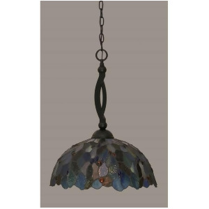 Toltec Lighting Bow Pendant 16' BlueMosaic Tiffany Glass 271-Mb-995 - All