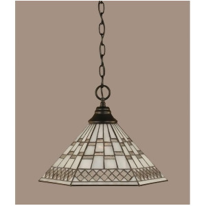 Toltec Lighting 'Chain Hung Pendant 16' Pewter Tiffany Glass 10-Mb-910 - All