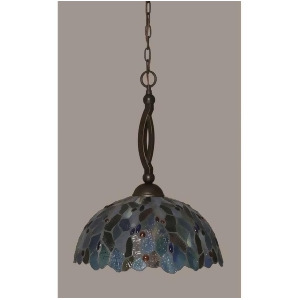Toltec Lighting Bow Pendant 16' BlueMosaic Tiffany Glass 271-Dg-995 - All