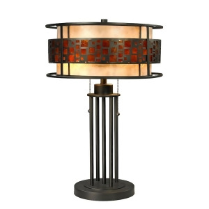 Z-lite Oak Park 2 Lt Table Lamp Java Bronze Amber Mica Out/White In Z14-50tl - All
