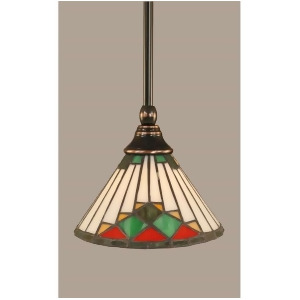 Toltec Lighting Stem Mini Pendant Black Copper Tiffany Glass 23-Bc-9375 - All
