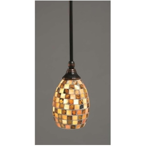 Toltec Lighting Stem Mini Pendant Black Copper 5' Seashell Glass 23-Bc-408 - All