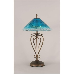 Toltec Lighting Olde Iron Table Lamp 16' Teal Crystal Glass 42-Brz-715 - All