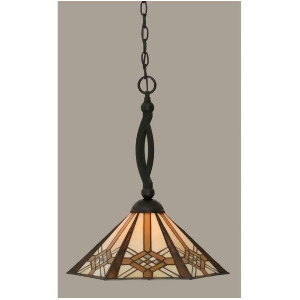 Toltec Lighting Bow Pendant Matte Black 16' Hampton Tiffany Glass 271-Mb-961 - All