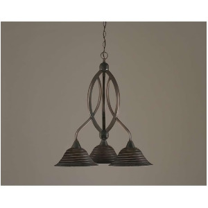 Toltec Lighting Bow 3 Light Chandelier 10 Charcoal Spiral Glass 263-Bc-432 - All