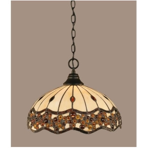 Toltec Lighting 'Chain Hung Pendant 16' Roman Jewel Tiffany Glass 10-Mb-997 - All