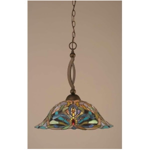 Toltec Lighting Bow Pendant 19' Kaleidoscope Tiffany Glass 271-Brz-990 - All