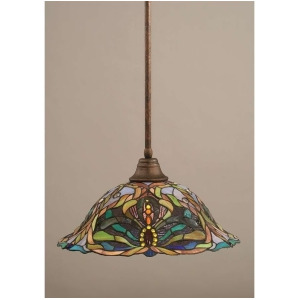 Toltec Lighting Stem Pendant 19' Kaleidoscope Tiffany Glass 26-Brz-990 - All