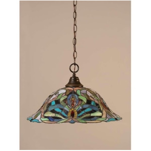 Toltec Lighting Chain Hung Pendant 19' Kaleidoscope Tiffany Glass 10-Dg-990 - All