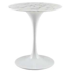 Modway Lippa 28 Circle Artificial Marble Dining Table White Eei-1128-whi - All