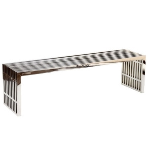 Modway Furniture Gridiron Large Stainless Steel Bench Silver Eei-570-slv - All