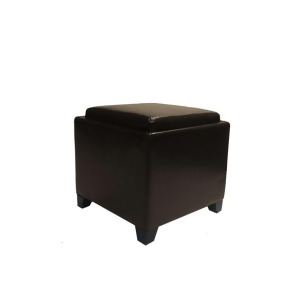 Armen Living Contemporary Storage Ottoman With Tray Brown Lc530otlebr - All