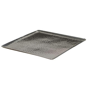 St. Croix Kindwer 15 Square Hammered Aluminum Tray Silver A1159 - All