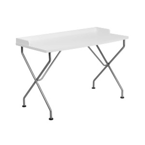 Flash Furniture White Computer Desk With Silver Frame Nan-jn-2116-wh-gg - All