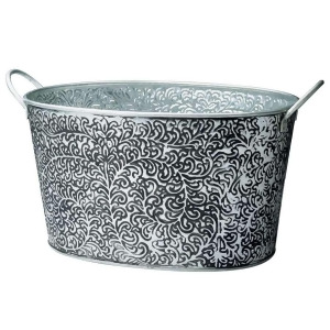 St. Croix Kindwer Antiqued Vine Relief Oval Party Tub Silver A1052 - All