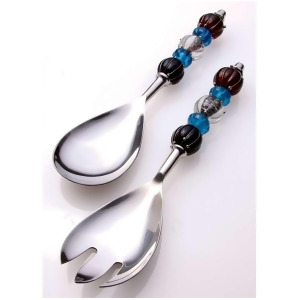 St. Croix Kindwer Red Blue Beaded Serving Set Silver A1219 - All