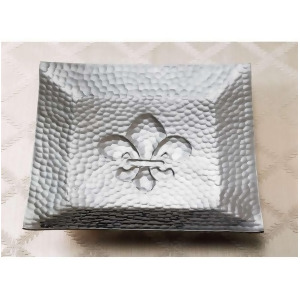 St. Croix Kindwer Hammered Square Fleur-Dis-Lis Tray Silver A1158 - All