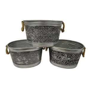 St. Croix Kindwer Set Of 3 Antiqued 14 Metal Tubs Silver A1132 - All