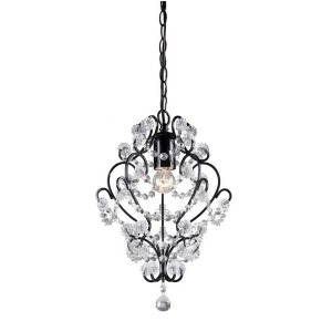 Sterling Industries Black Framed Clear Crystal Mini Pendant Lamp Black Clear - All
