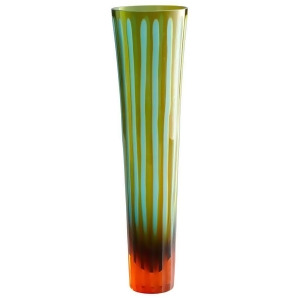 Cyan Design Large Cyan and Orange Striped Vase Cyan Blue and Orange 01128 - All