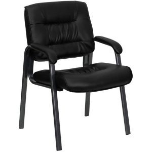 Flash Furniture Bonded Leather Side Chair Black Bt-1404-bkgy-gg - All