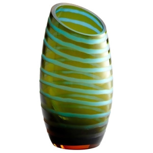Cyan Design Large Angle Cut Chiseled Vase Cyan Blue and Orange 00104 - All