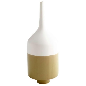 Cyan Design Medium Groove Line Vase White and Olive Crackle 06887 - All