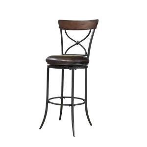 Hillsdale Cameron Bar Stool Charcoal Gray Metal Chestnut Brown Wood 4671-830 - All