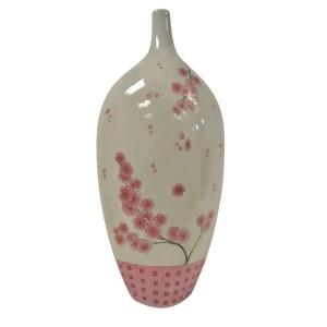 St. Croix Kindwer Large 23 Cherry Blossom Stoneware Vase Pink A1138 - All