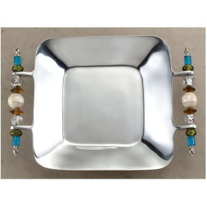 St. Croix Kindwer 13 Multi Colored Beaded Square Serving Tray Silver A1095 - All
