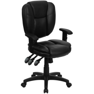Flash Furniture Bonded Leather Office Chair Black Go-930f-bk-lea-arms-gg - All