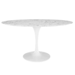 Modway Lippa 60 Oval Artificial Marble Dining Table White Eei-1135-whi - All