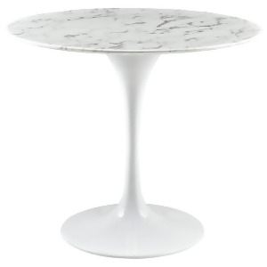 Modway Lippa 36 Circle Artificial Marble Dining Table White Eei-1129-whi - All